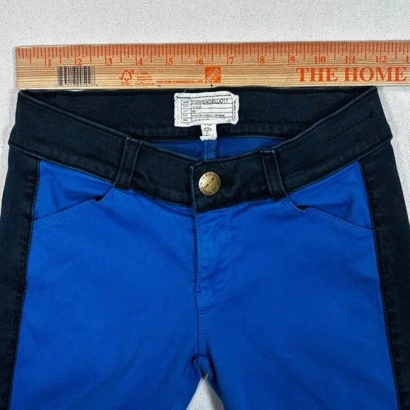 Current/Elliott The Rider Legging Electric Blue Two Tone Tuxedo Skinny Pants 26 - Picture 4 of 12